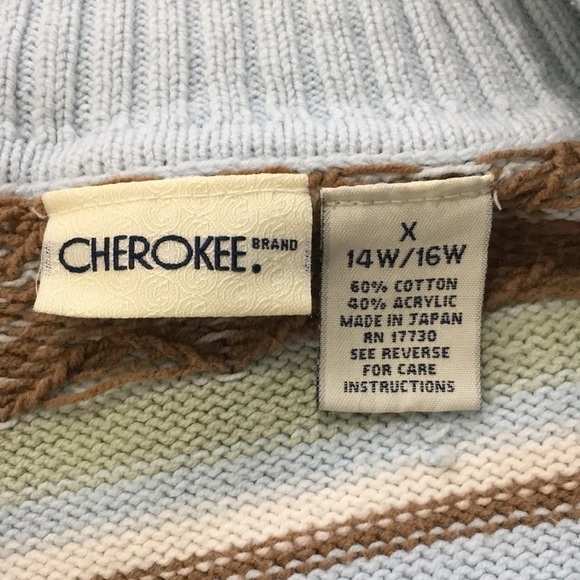 CHEROKEE Winter Snow Holiday Zip Sweater 14W/16W Plus Size Light Blue - Picture 8 of 8